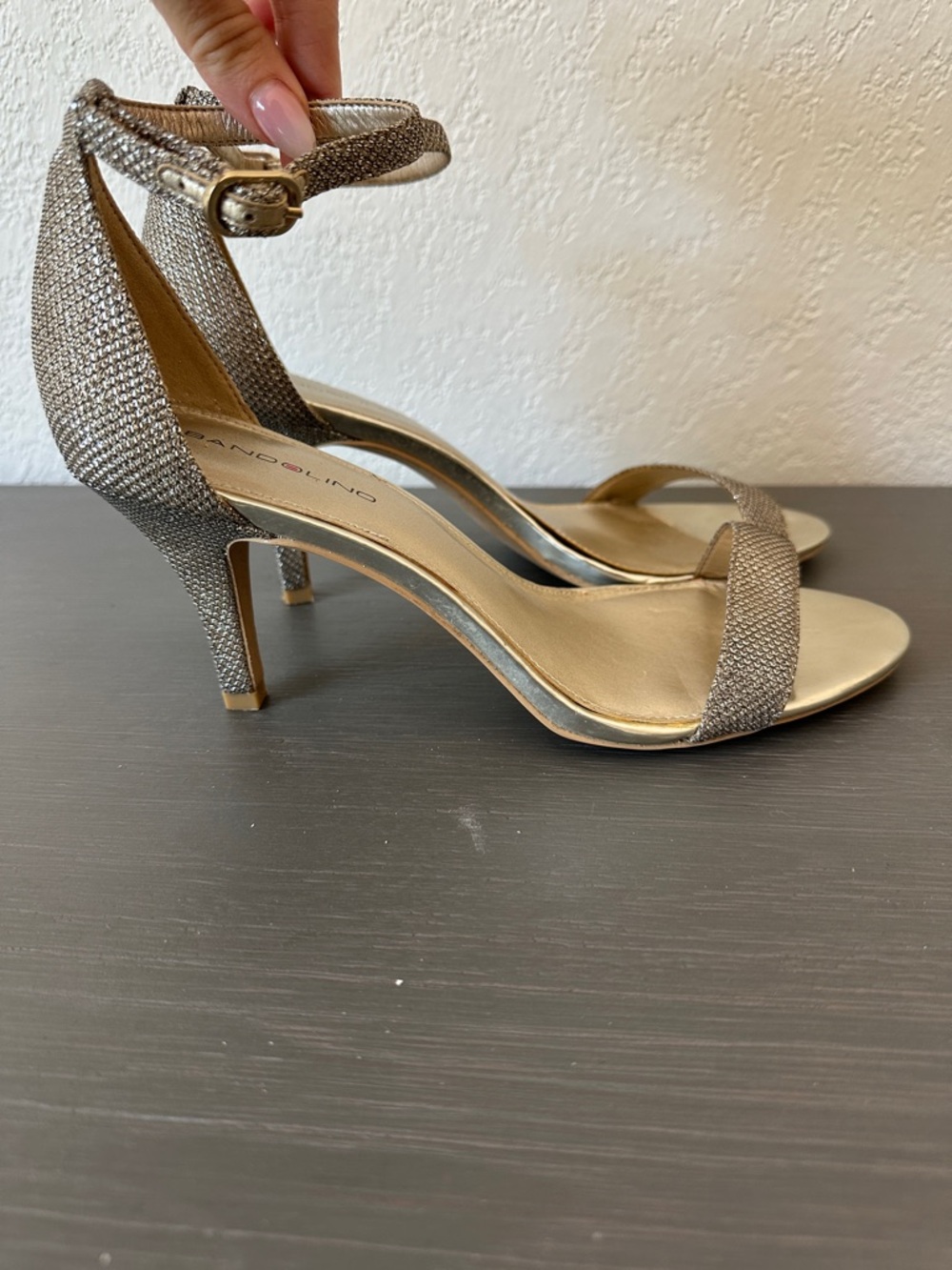 Bandolino Metallic Gold Ankle-Strap Heels